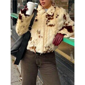 Faux‎ Fur Zip Up Cropped Outerwear